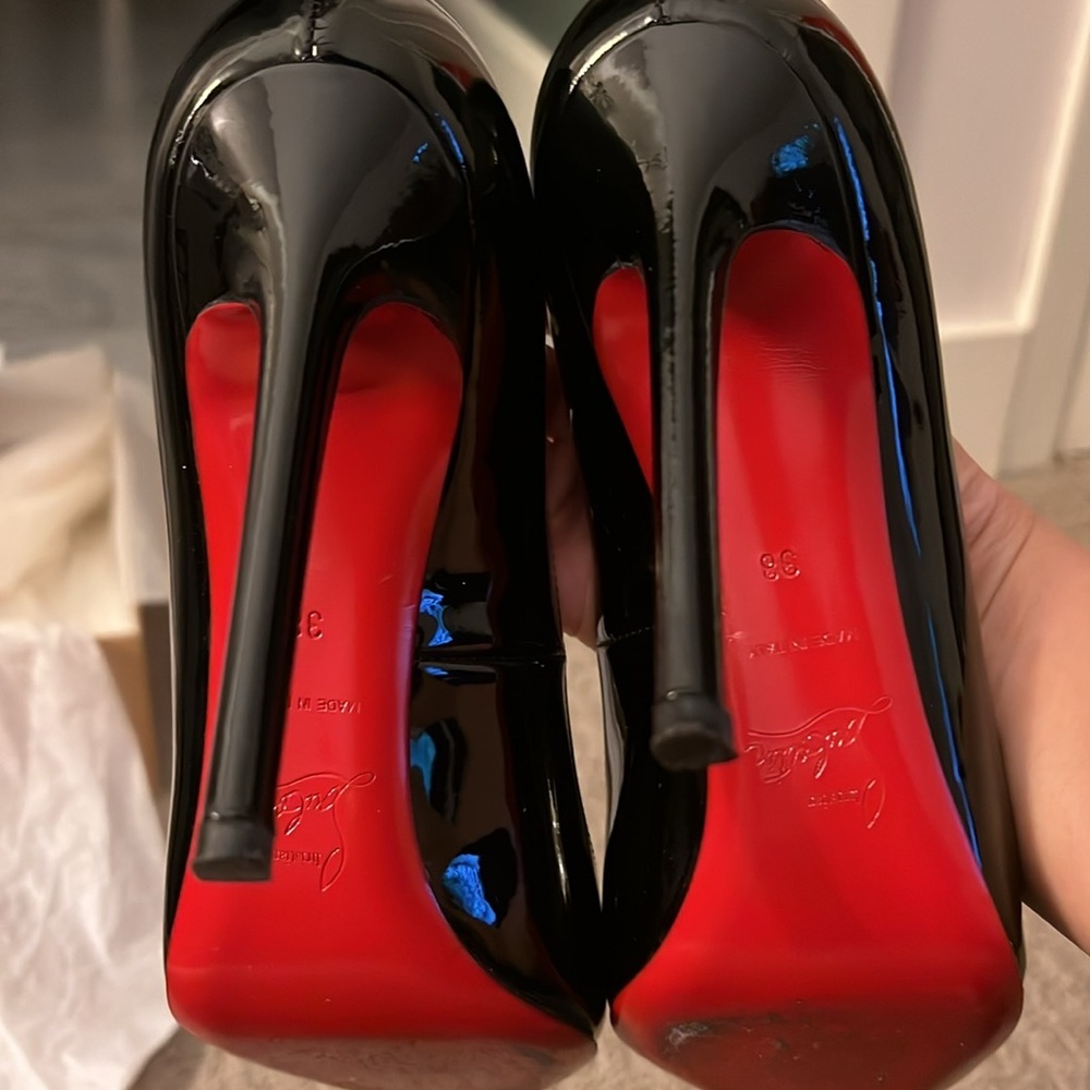 CHRISTIAN LOUBOUTIN Black Pigalle 120 mm Patent Calf Heels - Size 38